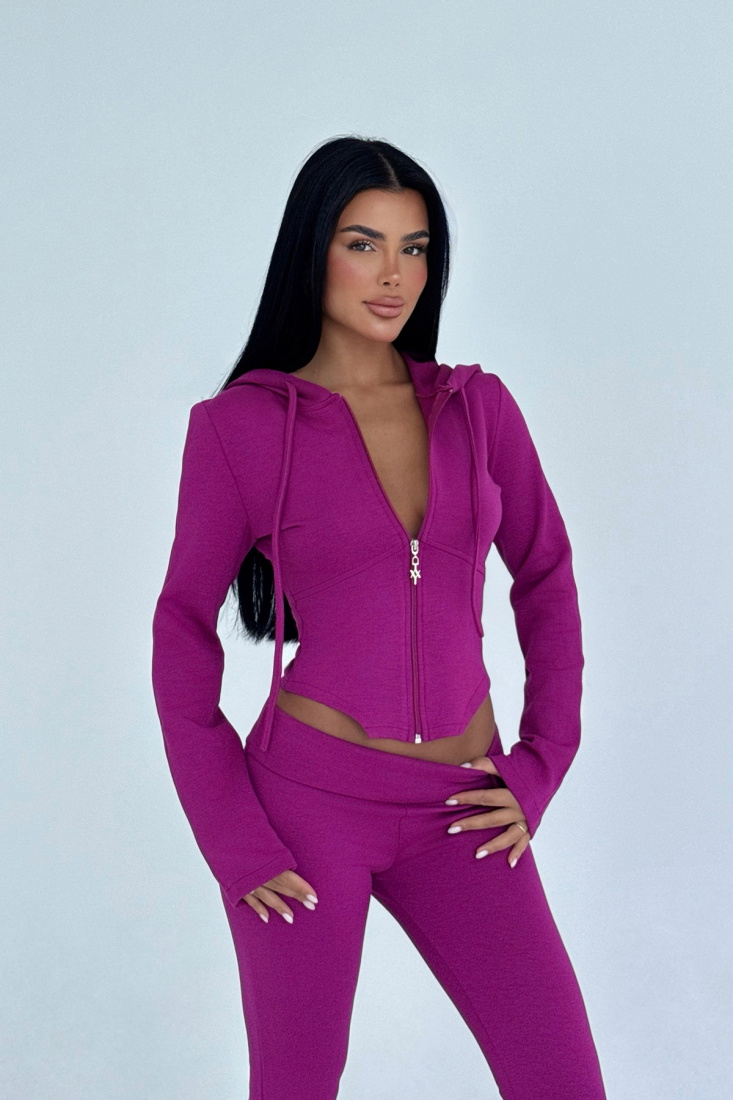 Fuşya Pointelle Tracksuit Takım ATE-3537 - EYYO