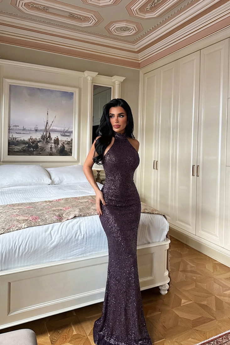 Fuşya Shion Payetli Elbise ATE-3657 - EYYO