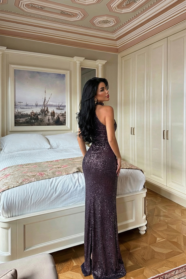 Fuşya Shion Payetli Elbise ATE-3657 - EYYO