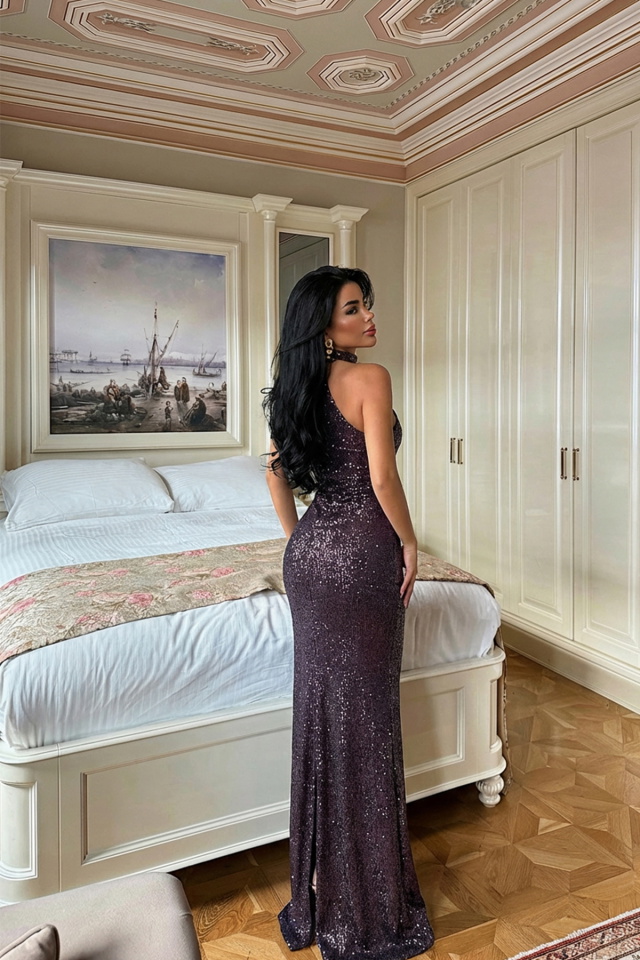 Fuşya Shion Payetli Elbise ATE-3657 - 2