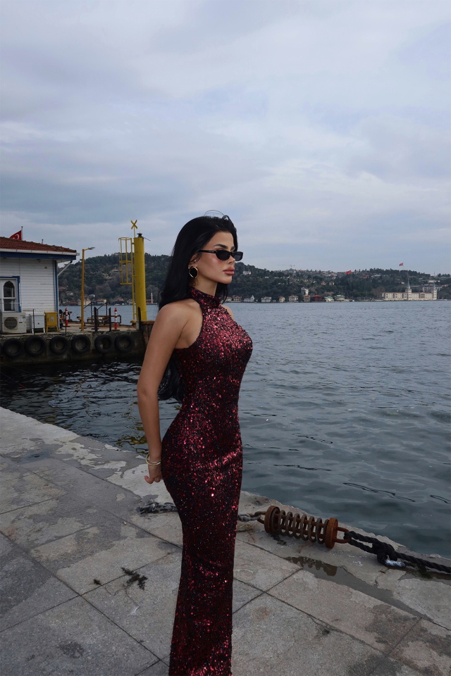 Fuşya Shion Payetli Elbise ATE-2527 - 4