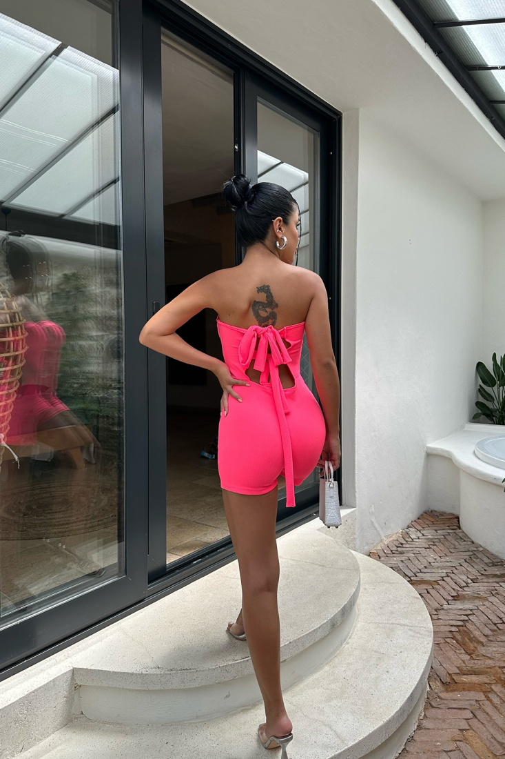 Fuşya Sırtı Bağlamalı Tulum ATE8250 - EYYO