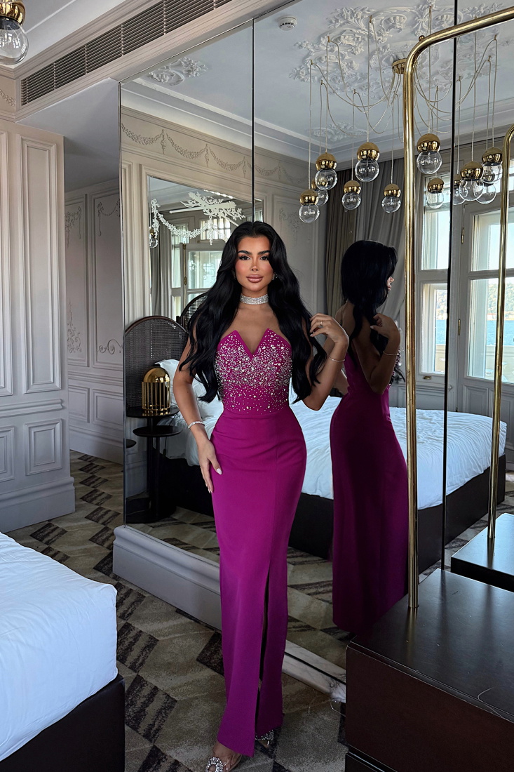 Fuşya Dorothy Işıltılı Abiye ATE-3757 - EYYO