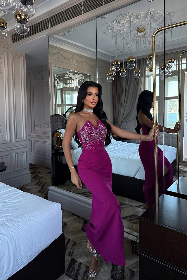 Fuşya Dorothy Işıltılı Abiye ATE-3757 - 2