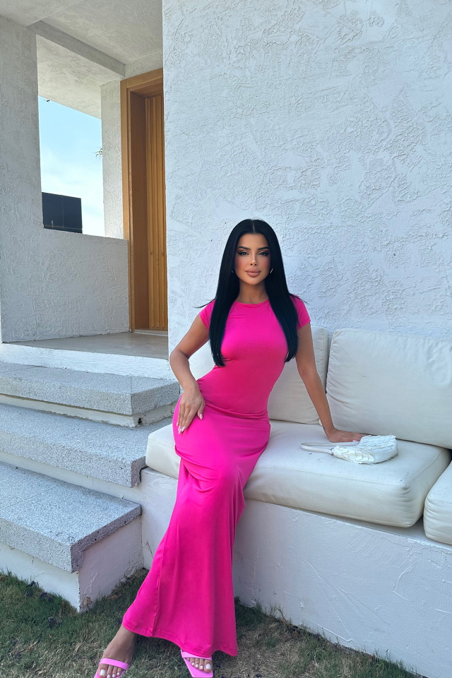 Fuşya Uzun Elbise ATE8342 - 4