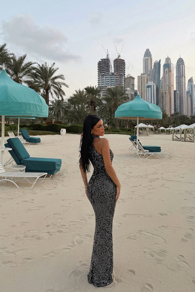 Gold Shion Payetli Elbise ATE-3492 - 2