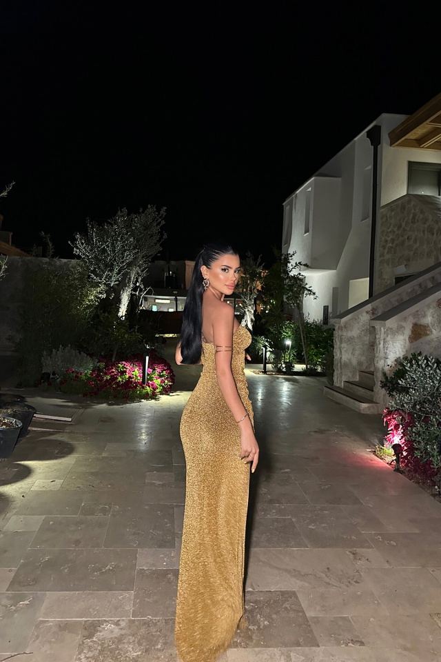Dianora Gold Simli Uzun Elbise ATE-0988 - 7