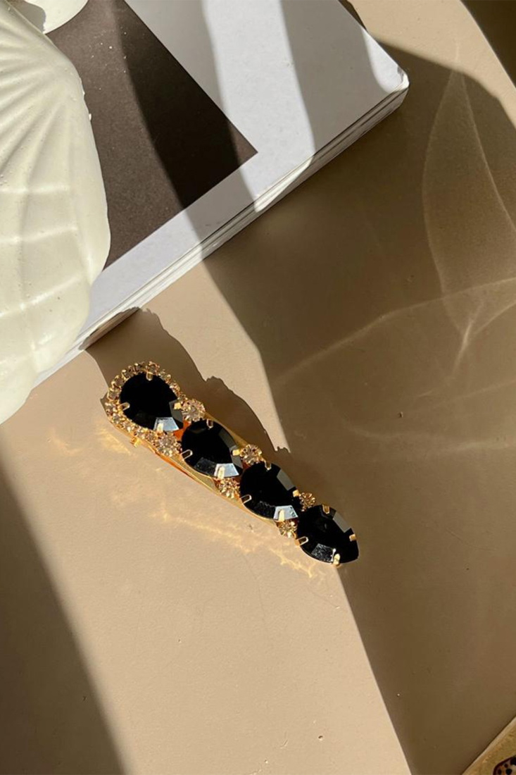 Gold Siyah Taşlı Kıskaçlı Toka Ak74 - 