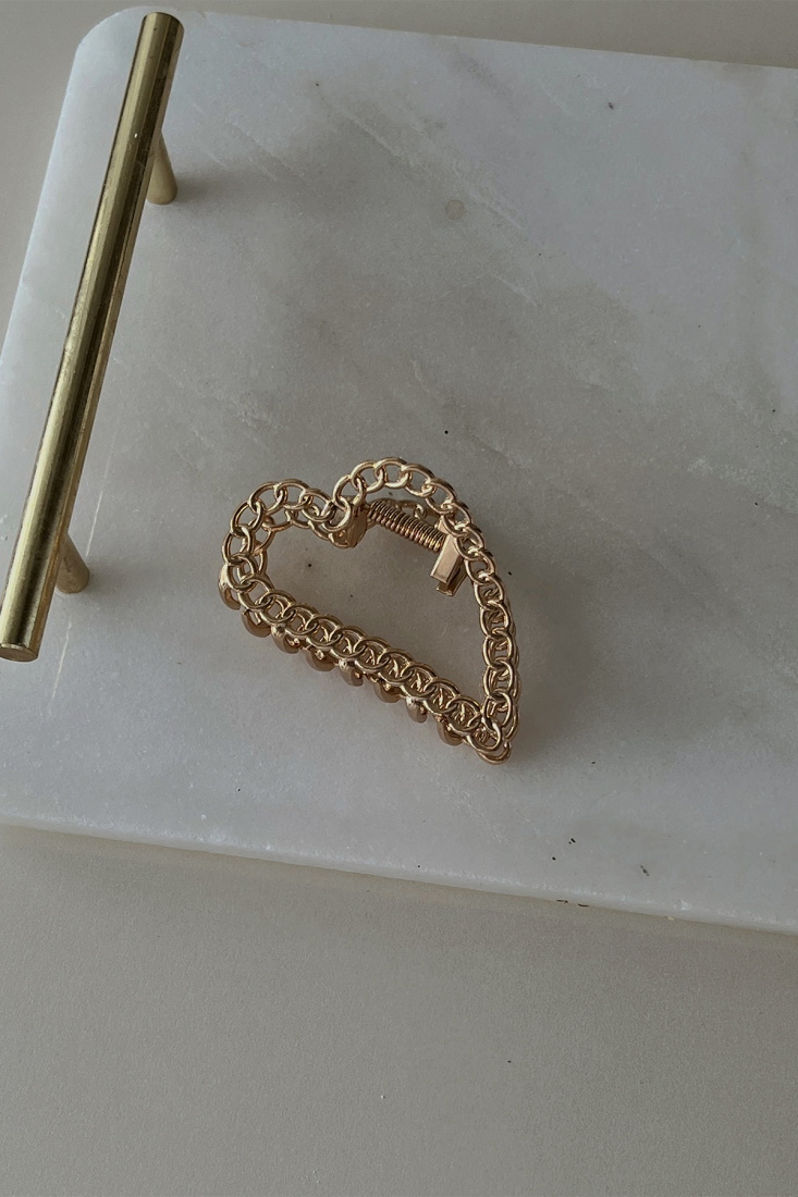 Gold Zincir Detay Kalpli Mandal Toka AK82 - EYYO