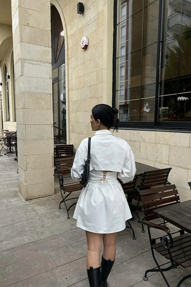 Gömlek Yaka Mini Elbise ATE4256 - 2