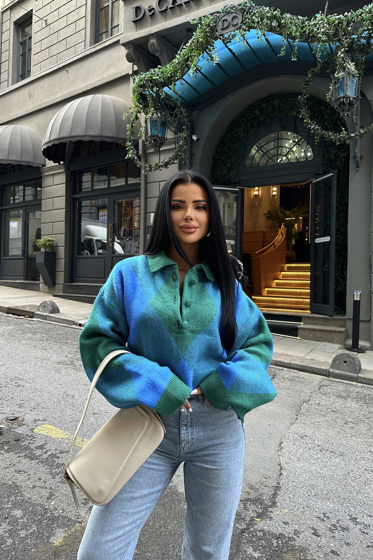 Gömlek Yaka Uzun Kol Kazak ATE8445 - EYYO