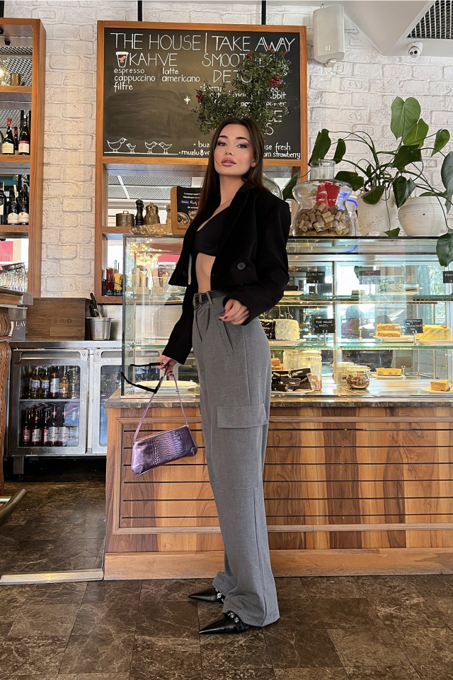 Gray Cargo Pocket Pants ATE3146 - 2