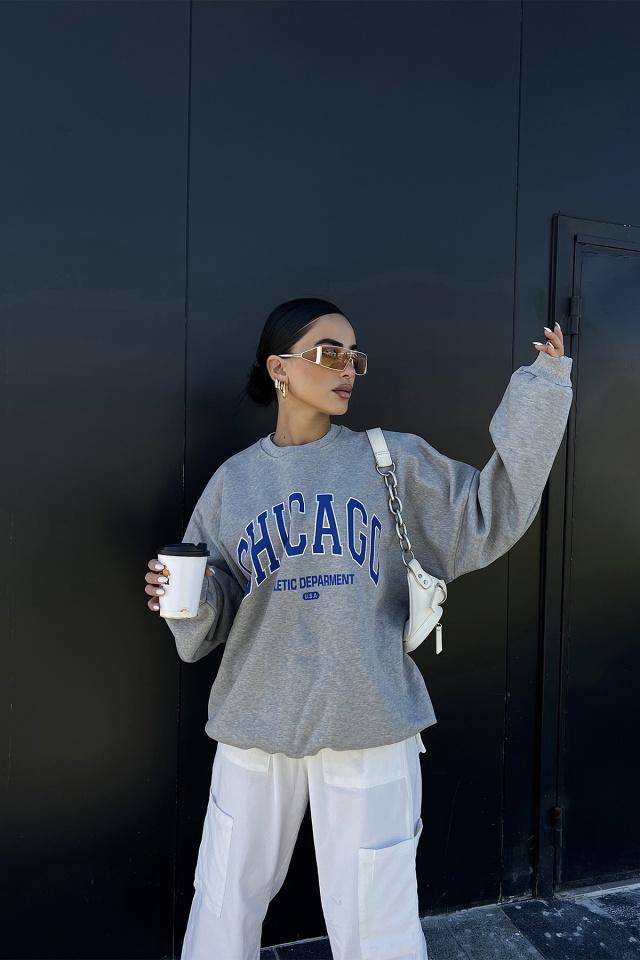 Gray Chicago Printed Sweat ATE2182 - 1