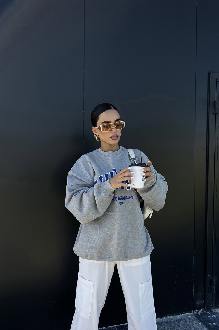 Gray Chicago Printed Sweat ATE2182 - EYYO