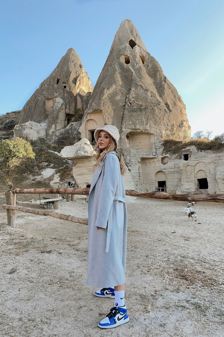 Gray Kasha Coat ATE1888 - EYYO TOPTAN