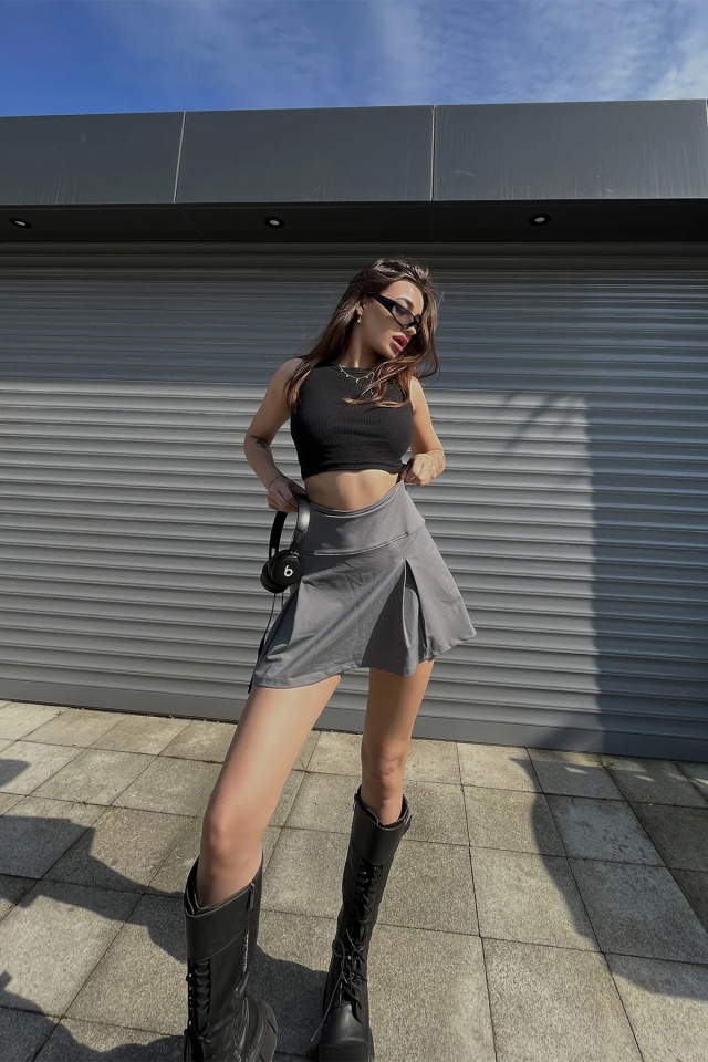 Gray Mini Skirt ATE6521 - 4