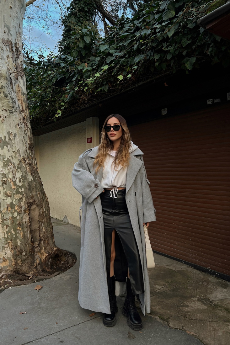 Gray Oversize Cache Coat ATE2914 - EYYO
