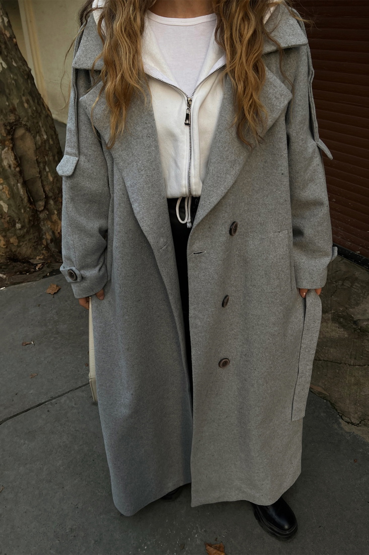 Gray Oversize Cache Coat ATE2914 - EYYO