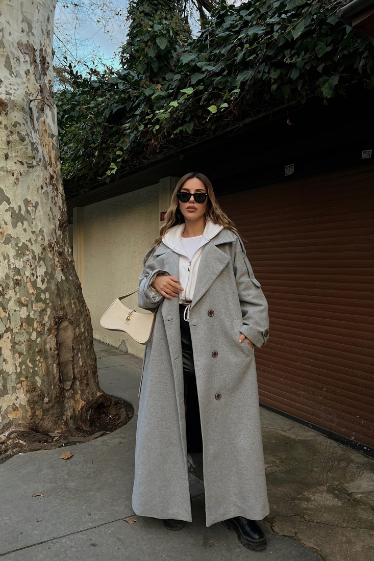 Gray Oversize Cache Coat ATE2914 - EYYO