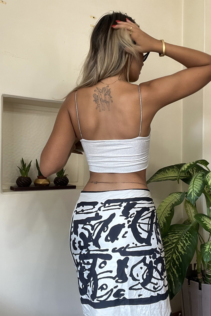 Gray Strapped Crop Top ATE1797 - gecce