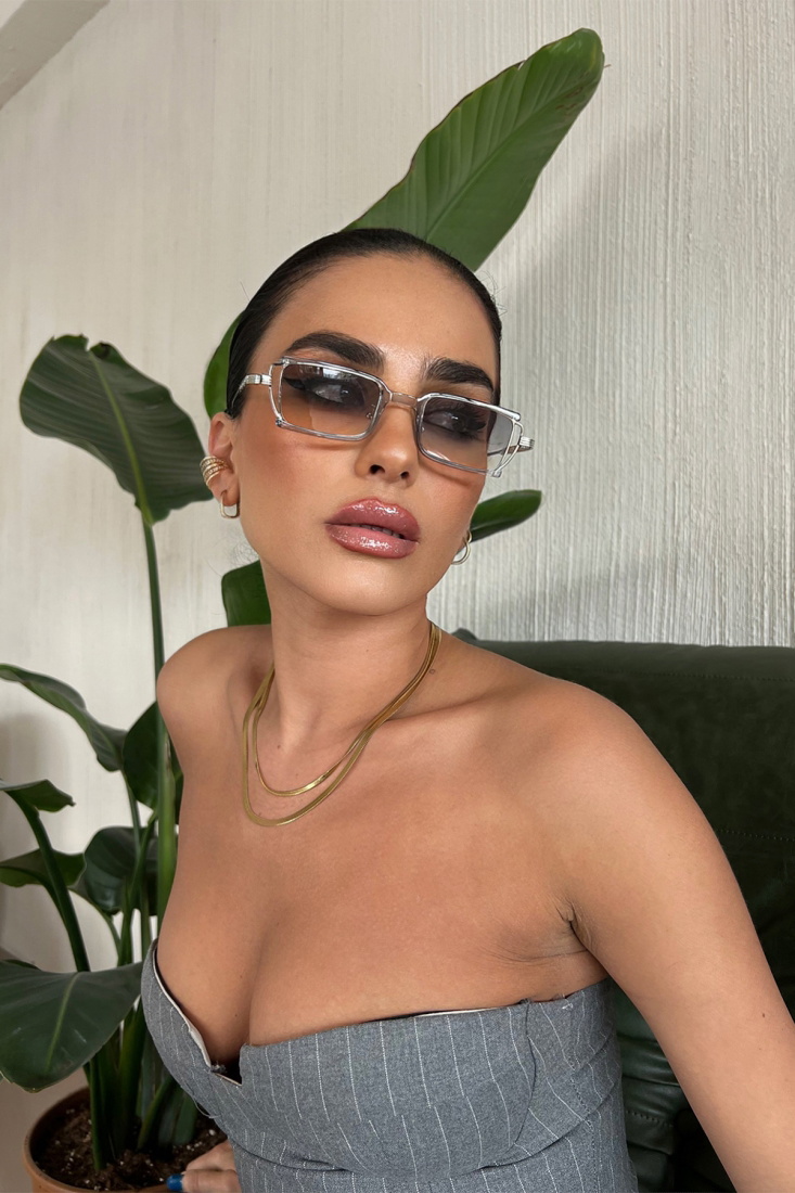 Gray Thin Frame Sunglasses ATE6725 - EYYO