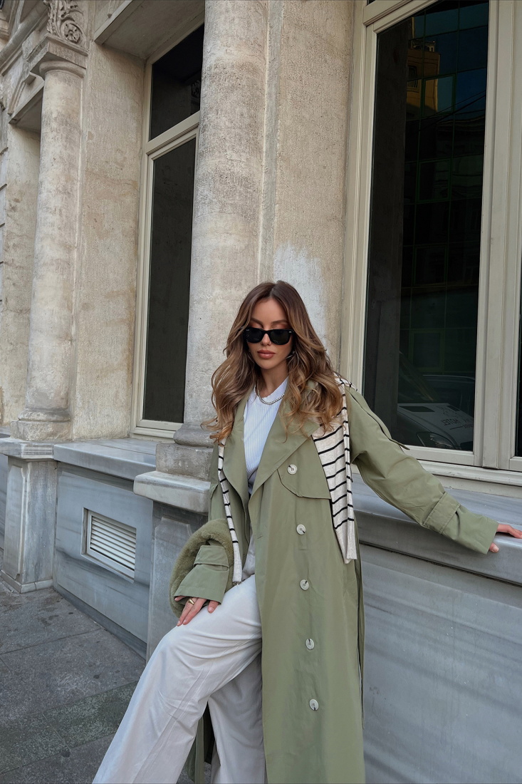 Green Buttoned Trenchcoat ATE2172 - EYYO