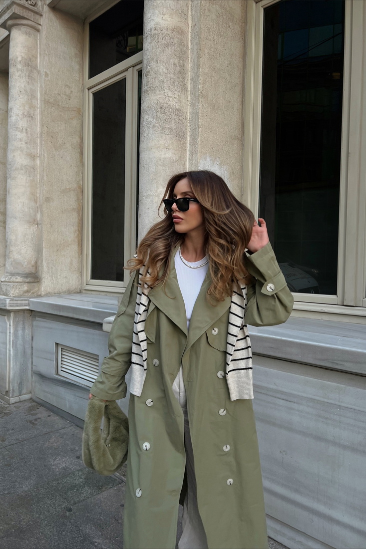 Green Buttoned Trenchcoat ATE2172 - EYYO