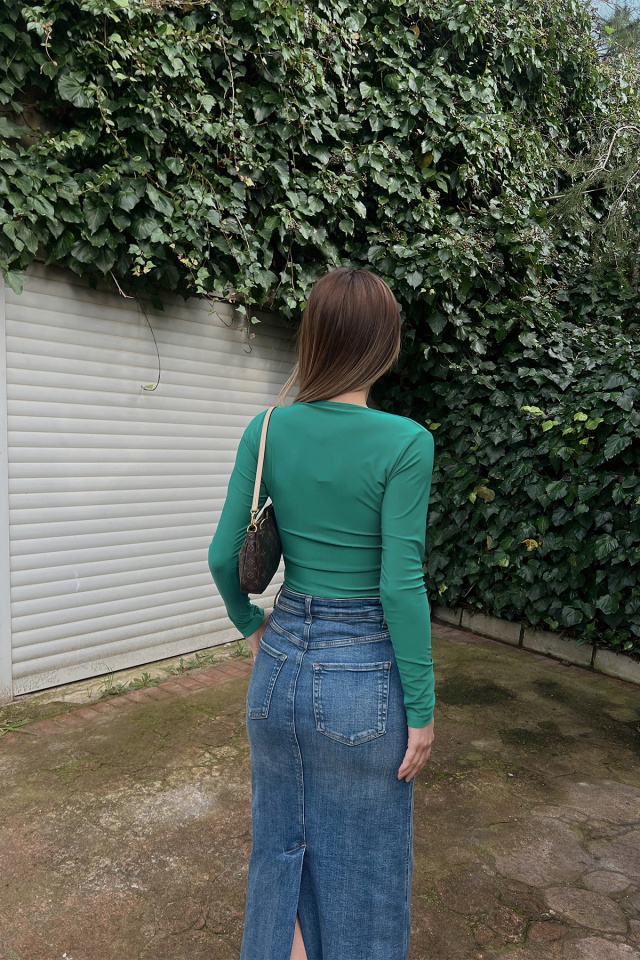 Green Gathered Blouse ATE4398 - 5
