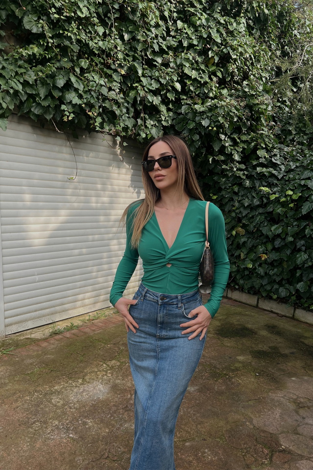 Green Gathered Blouse ATE4398 - 3