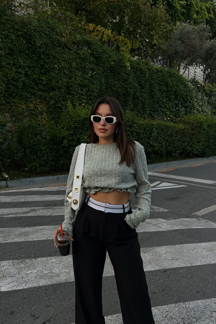 Green Knitwear Sweater ATE2038 - BARAN