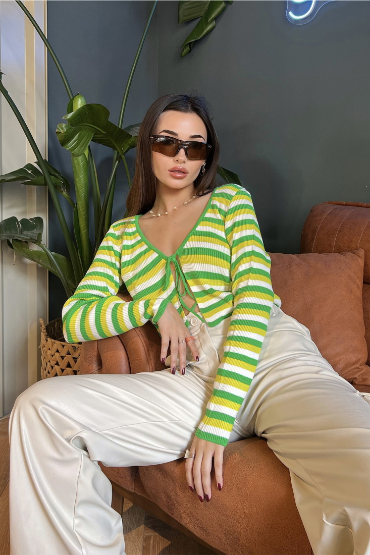 Green Laced Crop Cardigan ATE2905 - EYYO