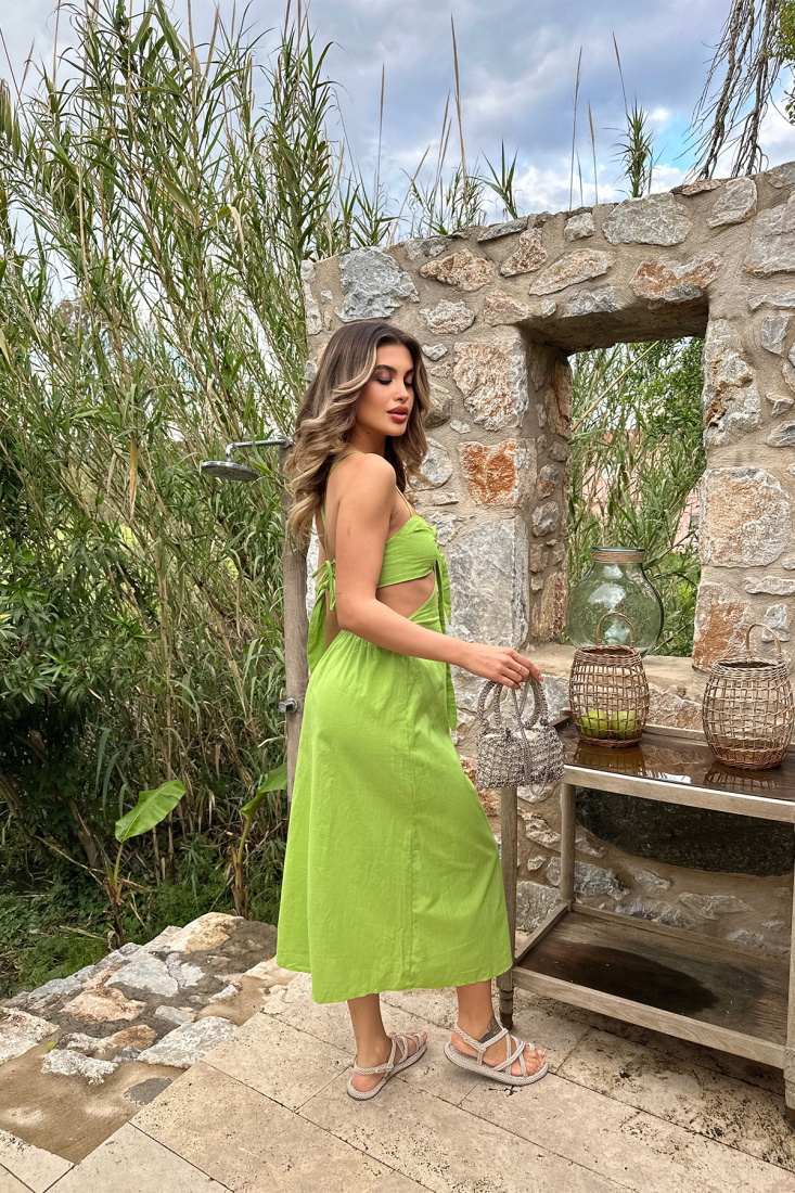 Green Laced Long Dress ATE6449 - EYYO