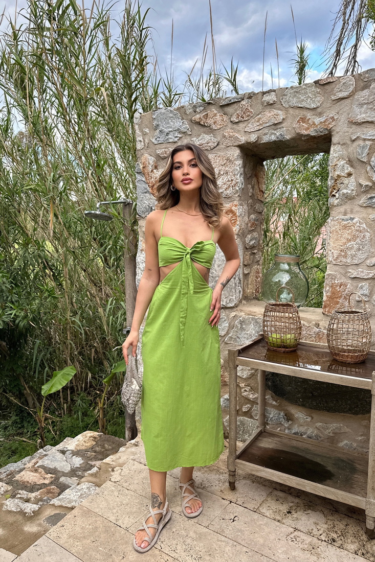 Green Laced Long Dress ATE6449 - EYYO