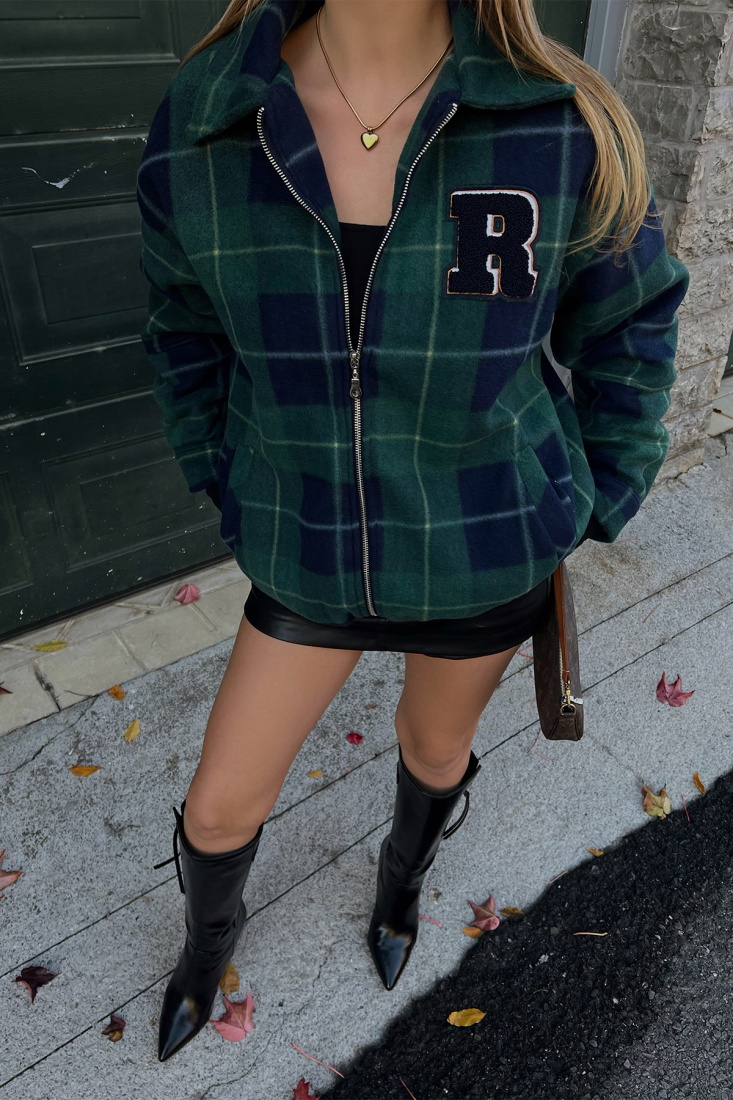 Green Plaidly Pattern Cardigan ATE2488 - EYYO