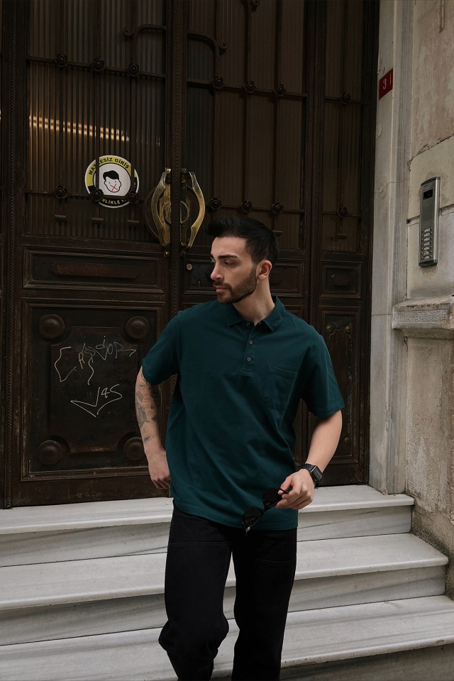 Green Pocket Detail Oversize Tshirt ATE5302 - 1