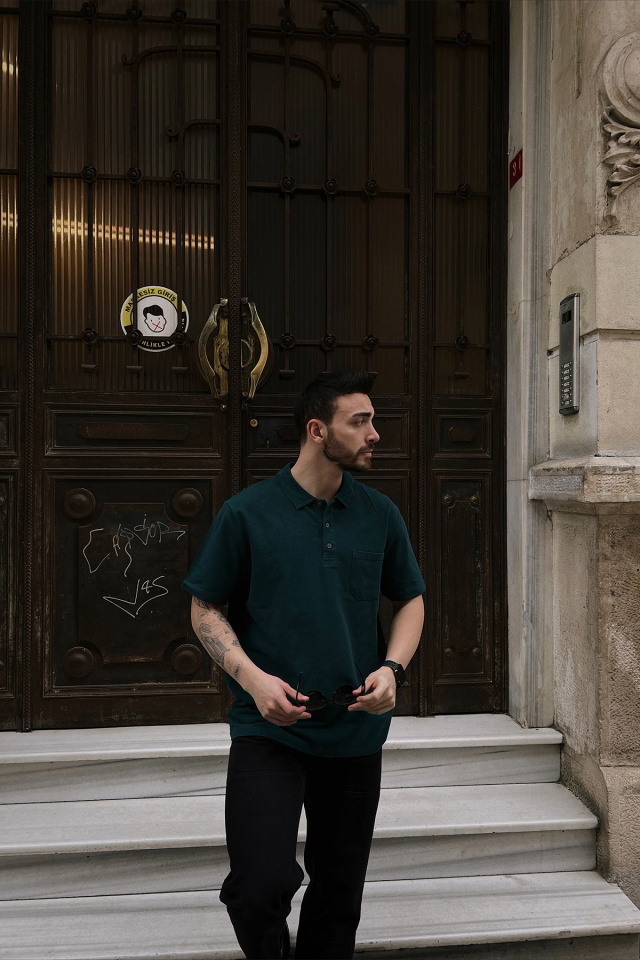 Green Pocket Detail Oversize Tshirt ATE5302 - 3