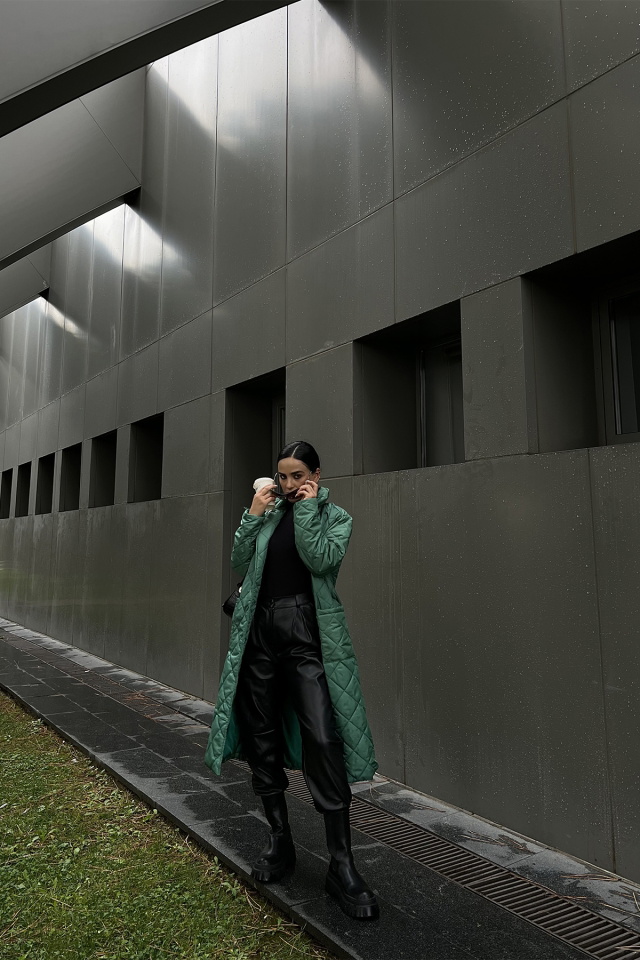 Green Quilted Long Coat ATE2061 - 4