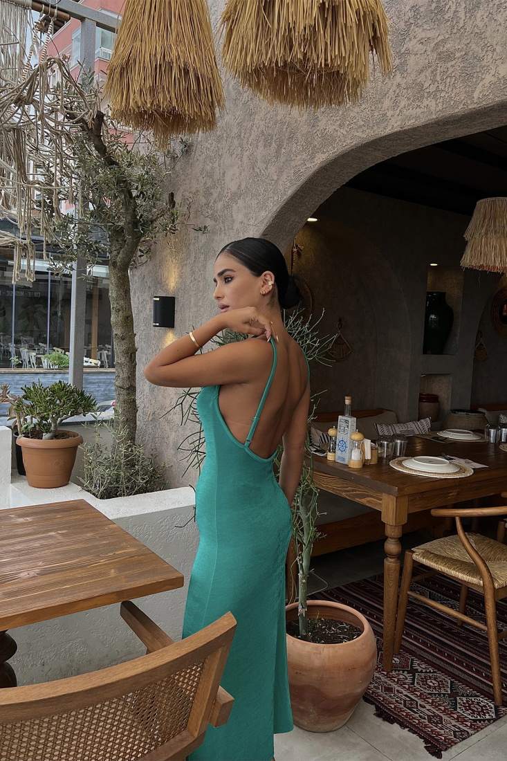 Green Slit Detail Dress ATE1906 - DEPPOT