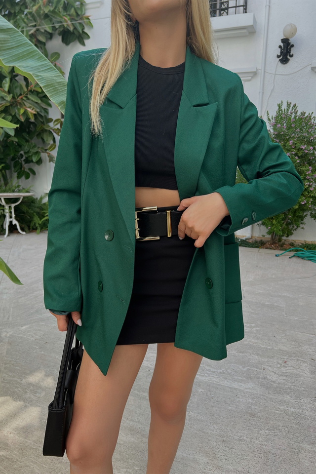 Green Double Breasted Collar Jacket ATE1642 - 1
