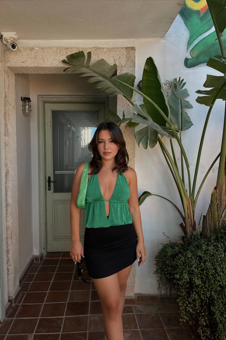 Green Laced Crop Top ATE1661 - DEPPOT