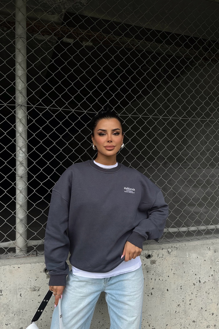 Gri Arkası Yazılı Sweat ATE-0281 - EYYO