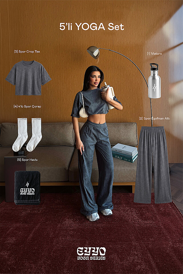 Gri Azeji 5'li Yoga Set -