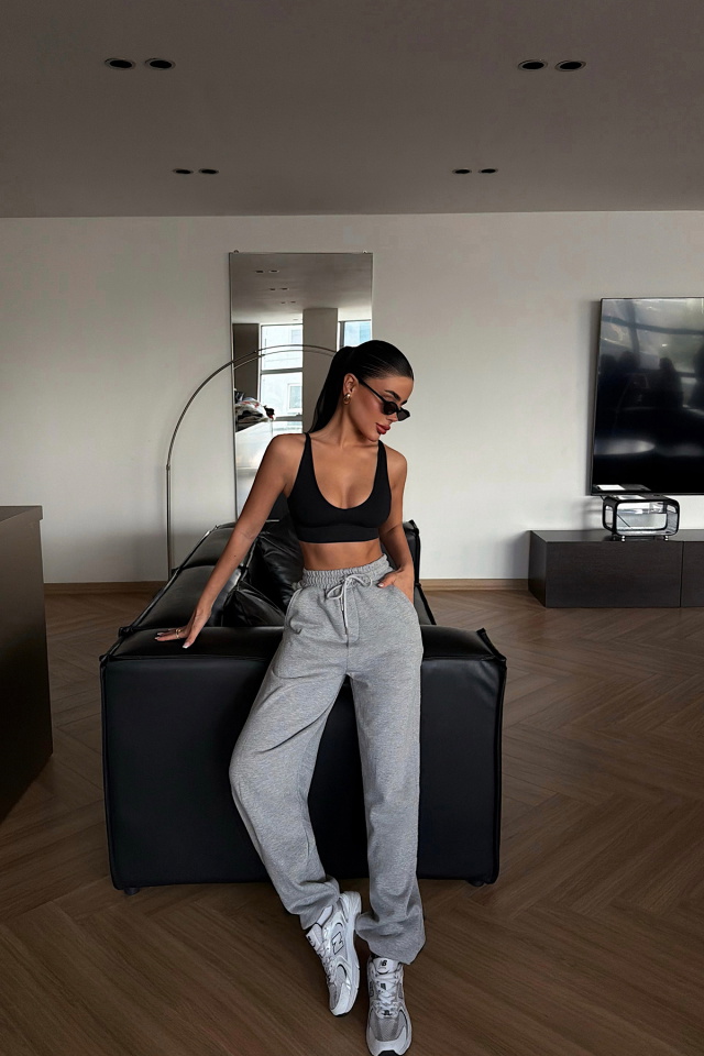 Gri Bağlamalı Eşofman altı ATE-4891 - 2