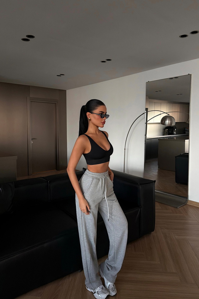 Gri Bağlamalı Eşofman altı ATE-4891 - 3