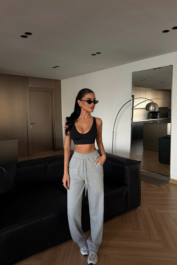 Gri Bağlamalı Eşofman altı ATE-4891 - EYYO