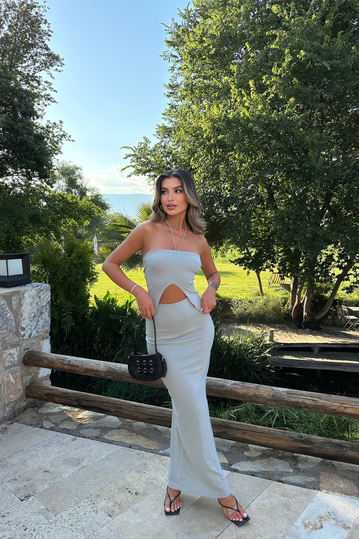 Gri Bağlamalı Etekli Takım ATE7265 - EYYO