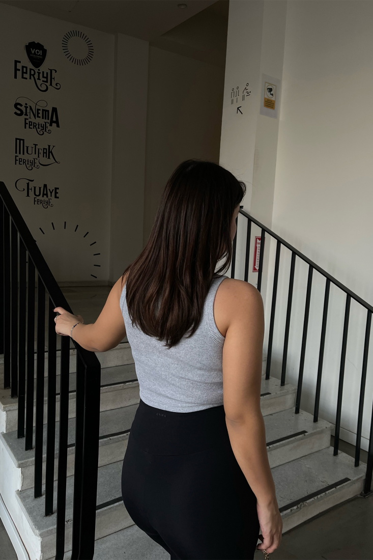 Gri Basic Crop Top ATE3214 - EYYO