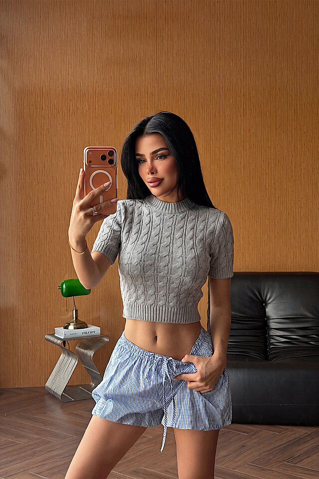 Gri Triko Tişört ATE-5368 