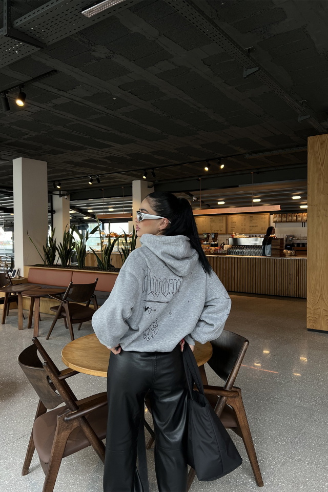 Gri Baskılı Oversize Sweat ATE3480 - 3