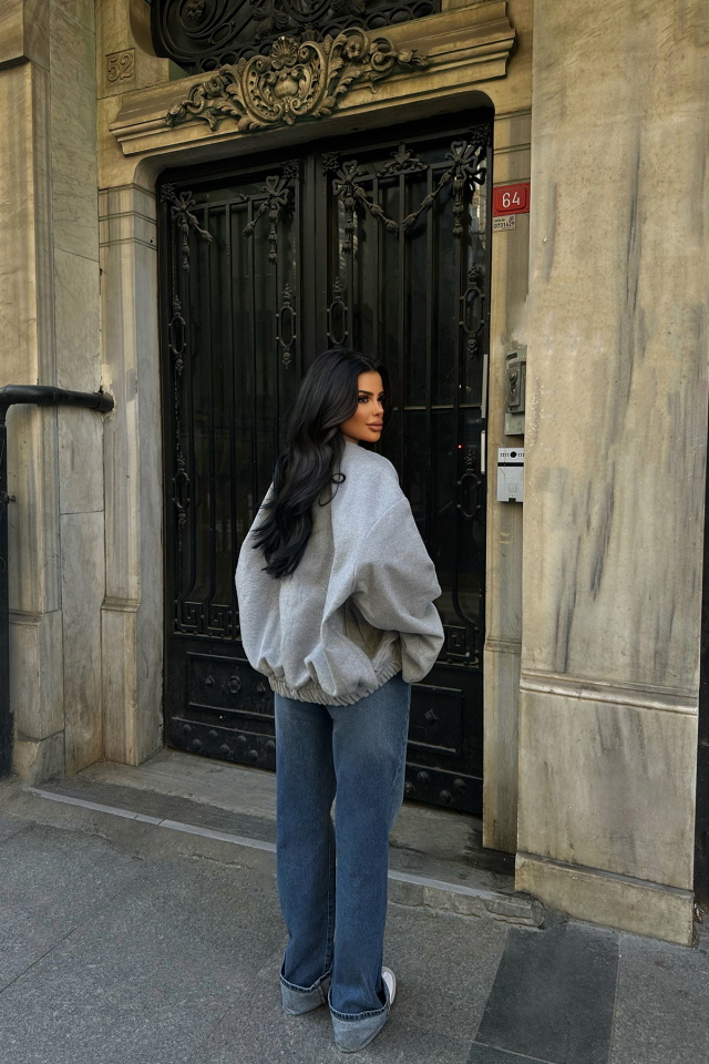 Gri Cep Detay Kaşe Mont ATE-0728 - 5